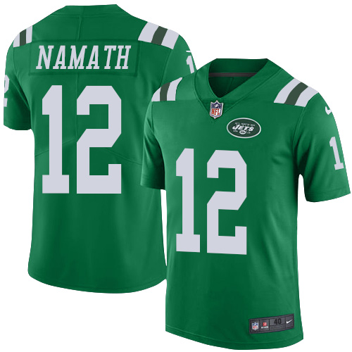 Men's Elite Joe Namath Nike Jersey Green - #12 Rush NFL New York Jets